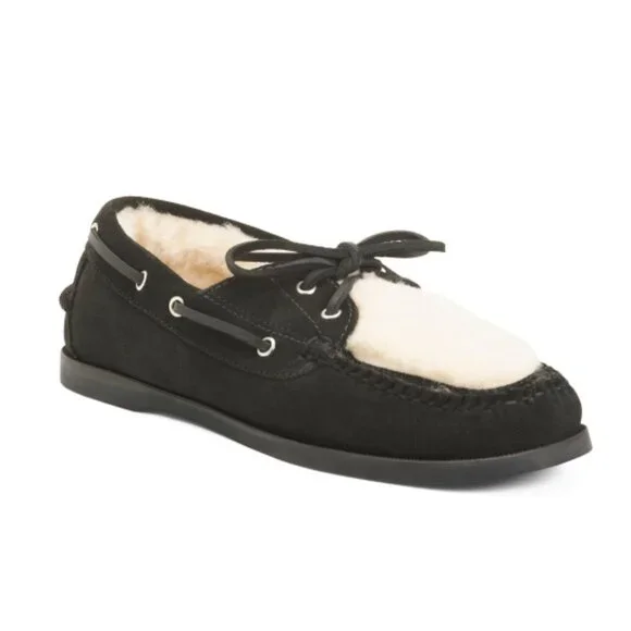 New GH BASS Suede Hampton Shearling Flats